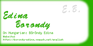 edina borondy business card